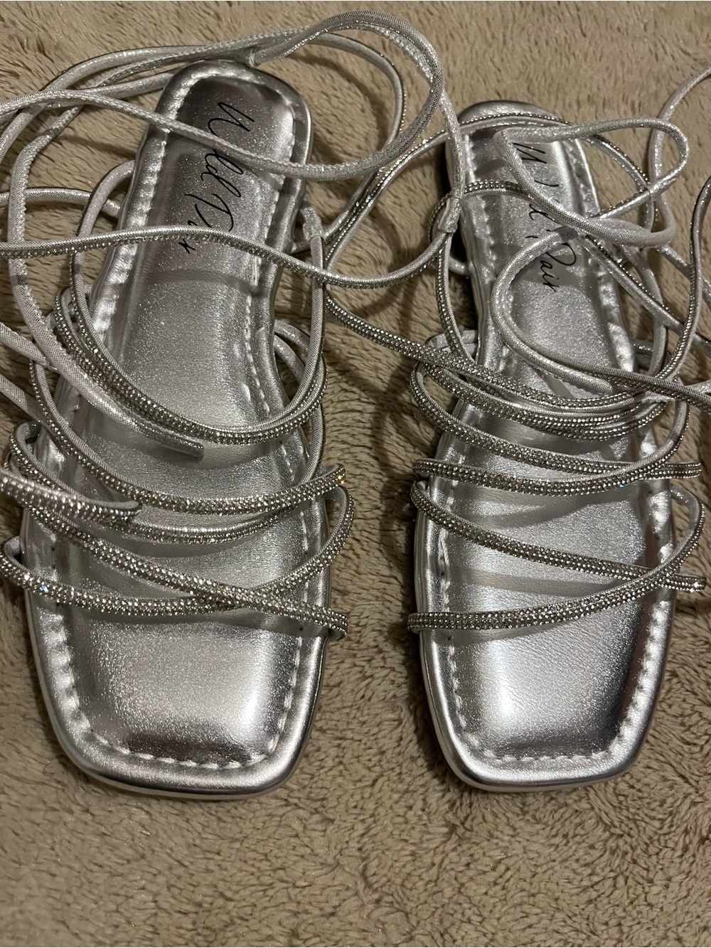 Wild Pair Ednaa Lace-Up Flat Sandals,